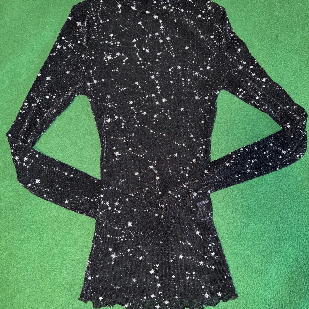 Mesh Galaxy Mockneck Top